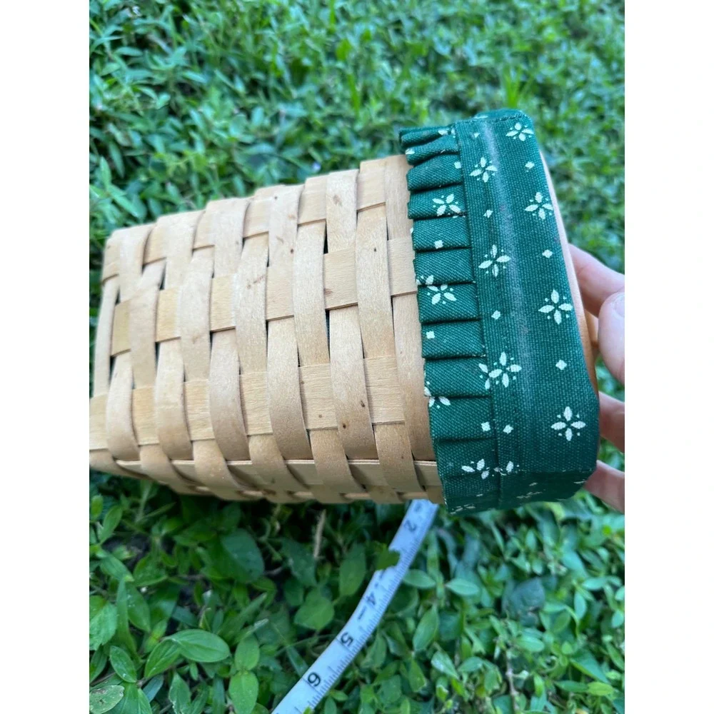 Longaberger 2000 Make A Basket Shop Woven Wood Basket with Lid and Green Liner